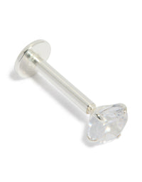 Sterling Silver Round Cubic Zirconia Single Flat Back Stud - link has visual effect only