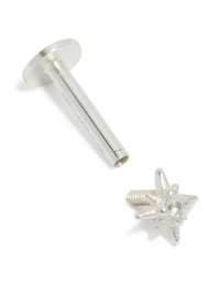 Sterling Silver Cubic Zirconia Starburst Single Flat Back Stud - link has visual effect only
