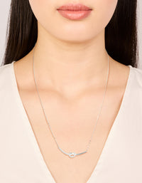 Sterling Silver Cubic Zirconia Knot Bar Necklace - link has visual effect only