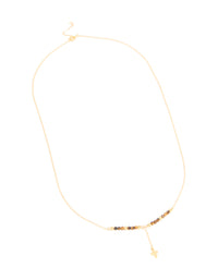 Gold Plated Sterling Silver Tigers Eye Semi Precious Stone Cross Y-Necklace - link has visual effect only