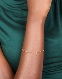Gold Plated Sterling Silver Cubic Zirconia Letter M Bracelet - link has visual effect only