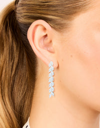 Silver Plated Cubic Zirconia Leaf Detail Drop Earrings - link has visual effect only