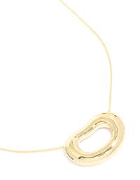 Gold Plated Open Organic Oval Pendant Necklace - link has visual effect only