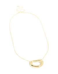 Gold Plated Open Organic Oval Pendant Necklace - link has visual effect only