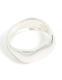 Silver Plated Chunky Hinged Molten Bangle - link has visual effect only