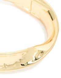 Gold Plated Hammered Twist Hinged Bangle - link has visual effect only