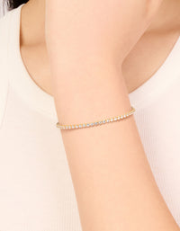Gold Plated Cubic Zirconia Tennis Toggle Bracelet - link has visual effect only