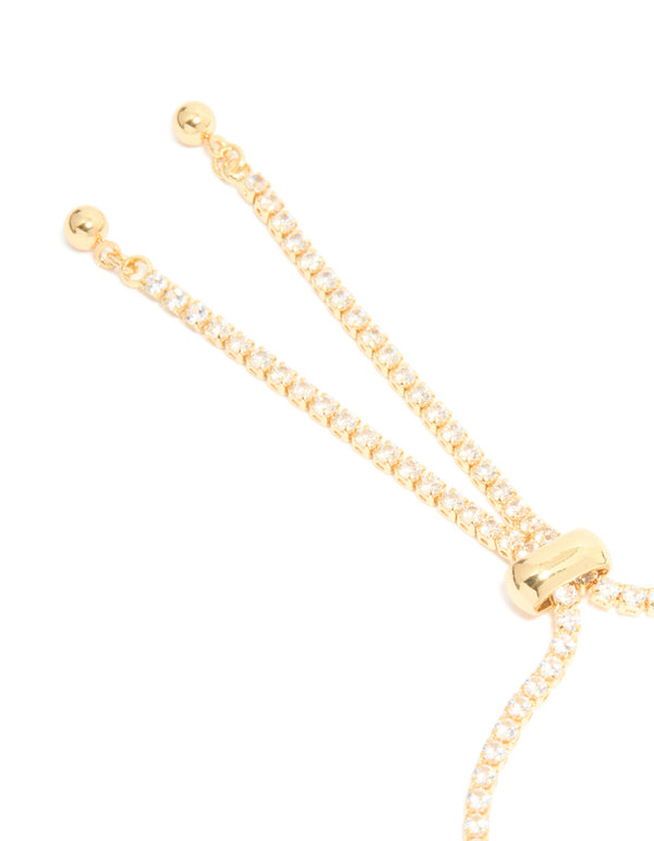 Gold Plated Cubic Zirconia Tennis Toggle Bracelet