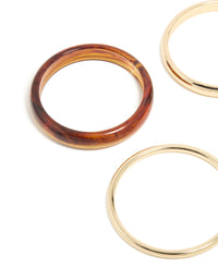 Gold, Cream & Brown Acrylic Bangles 4-Pack - link has visual effect only