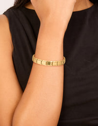 Waterproof Gold Plated Stainless Steel Stretch Link Bracelet - link has visual effect only