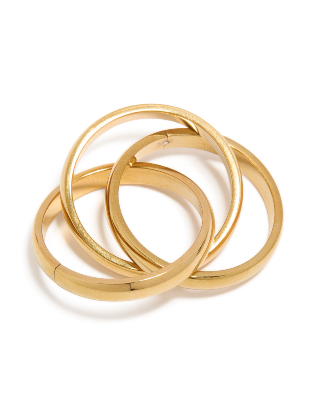 This waterproof gold plated stainless steel triple layered twist moving ring showcases dainty design close up view