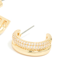 Gold Plated Brass Pave Illusion Hoop Earrings - link has visual effect only