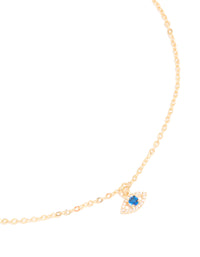 Gold Plated Brass Cubic Zirconia Pave Evil Eye Necklace - link has visual effect only