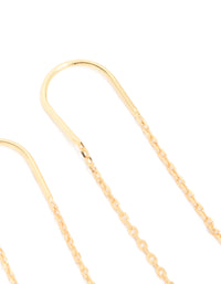 Featuring gold plated freshwater pearl and cubic zirconia threader drop earrings post detail view - link has visual effect only