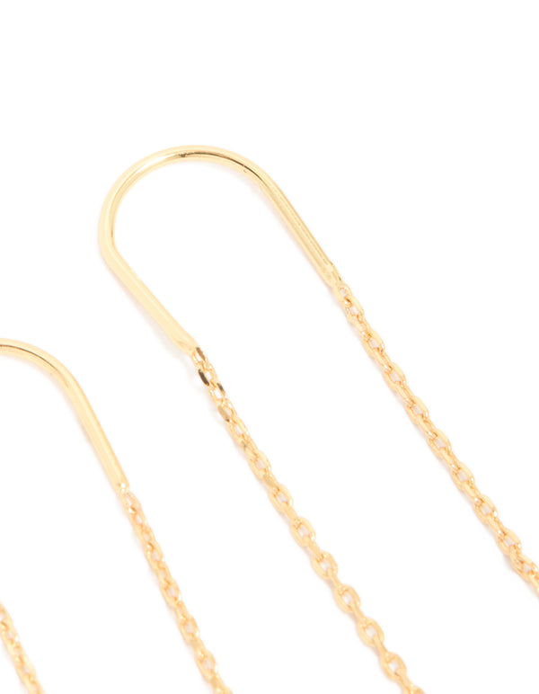 Featuring gold plated freshwater pearl and cubic zirconia threader drop earrings post detail view