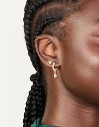 Gold Plated Brass Peridot Cubic Zirconia August Birthstone Earrings 2 Pack - link has visual effect only