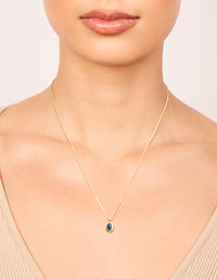 Gold Plated Brass Sapphire Cubic Zirconia September Birthstone Necklace - link has visual effect only