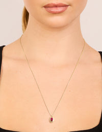 Gold Plated Brass Ruby Cubic Zirconia July Birthstone Necklace - link has visual effect only
