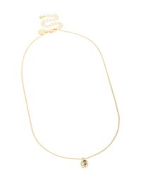 Gold Plated Brass Aquamarine Cubic Zirconia March Birthstone Necklace - link has visual effect only