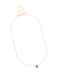 Gold Plated Brass Emerald Cubic Zirconia May Birthstone Necklace - link has visual effect only