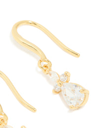 Gold Plated Cubic Zirconia Flower Hook Earrings - link has visual effect only