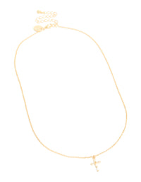 Gold Plated Cubic Zirconia Baguette Cross Necklace - link has visual effect only