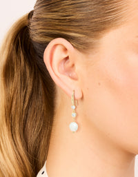 Gold Plated Cubic Zirconia & Freshwater Pearl Hook Earrings - link has visual effect only