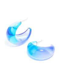 Light & Dark Blue Ombre Translucent Round oPEN Hoop Earrings - link has visual effect only