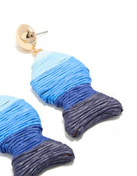 Blue Raffia Fish Stud Drop Earrings - link has visual effect only
