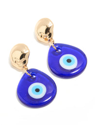 Gold Blue Acrylic Evil Eye Drop Earrings - link has visual effect only