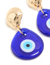 Gold Blue Acrylic Evil Eye Drop Earrings - link has visual effect only