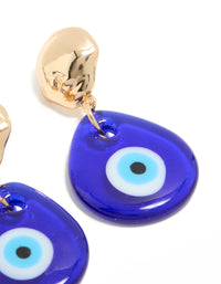 Gold Blue Acrylic Evil Eye Drop Earrings - link has visual effect only