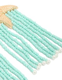 Gold Starfish & Turquoise Beaded Drop Earrings - link has visual effect only