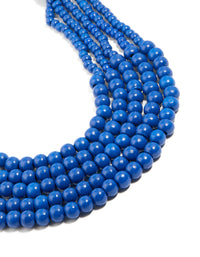 Dark Blue Acrylic Beaded Long Layered Necklace - link has visual effect only