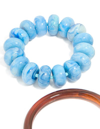 Gold Brown & Blue Resin Bangles 3-Pack - link has visual effect only