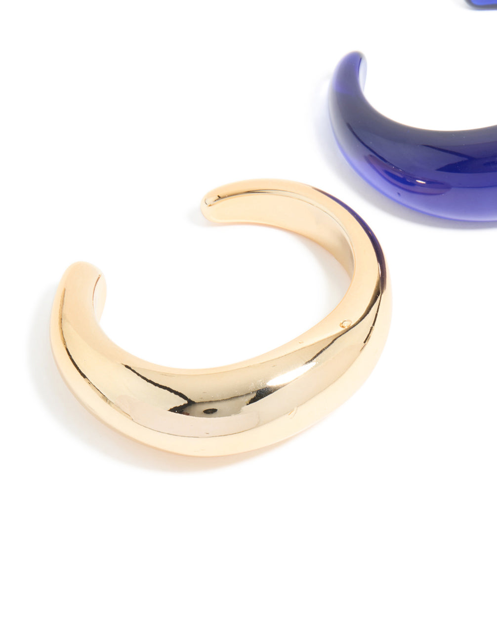 Gold & Dark Blue Acrylic Bubble Wrist Cuffs 2-Pack