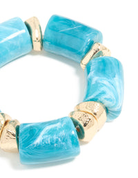 Aqua Acrylic & Gold Chunky Stretch Bracelet - link has visual effect only