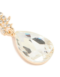 Gold Diamante Flowers & Large Diamante Drop Earrings - link has visual effect only