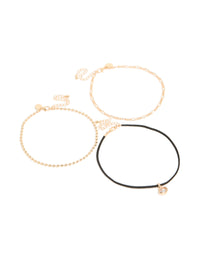 Gold Cord & Pendant Choker Necklaces 3-Pack - link has visual effect only