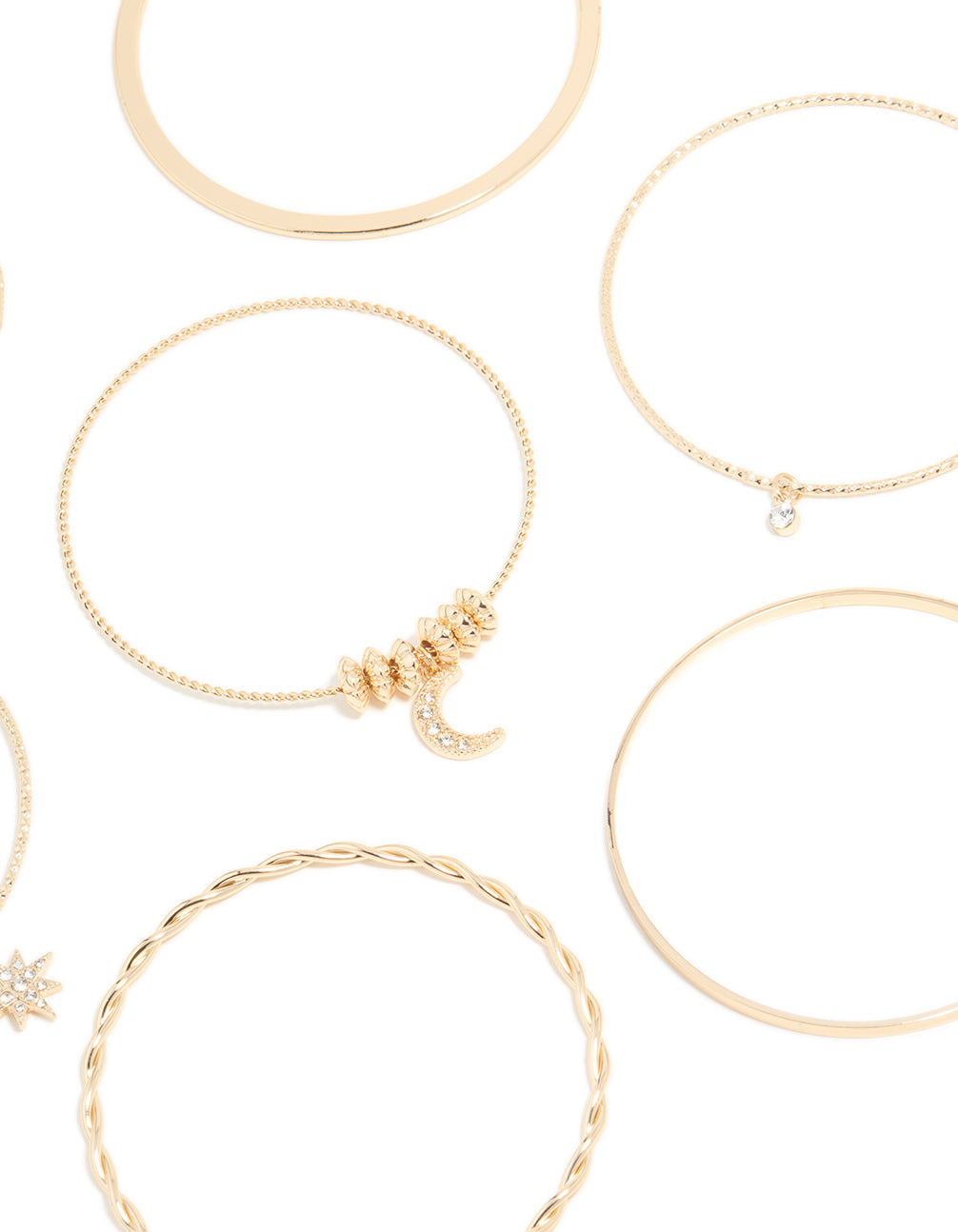 Rose Gold Diamante Moon & Star Bangles Pack