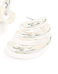 Silver Smooth Layered Half Hoop Earrings - link has visual effect only