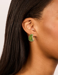 Gold Brown & Green Enamel Bubble Hoop Earrings 3-Pack - link has visual effect only