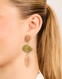 Gold Brown & Green stone Mixed Shape Drop Earrings - link has visual effect only
