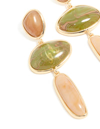 Gold Brown & Green stone Mixed Shape Drop Earrings - link has visual effect only