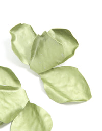 Green Coated Metal Flower Petal Drop Earrings - link has visual effect only