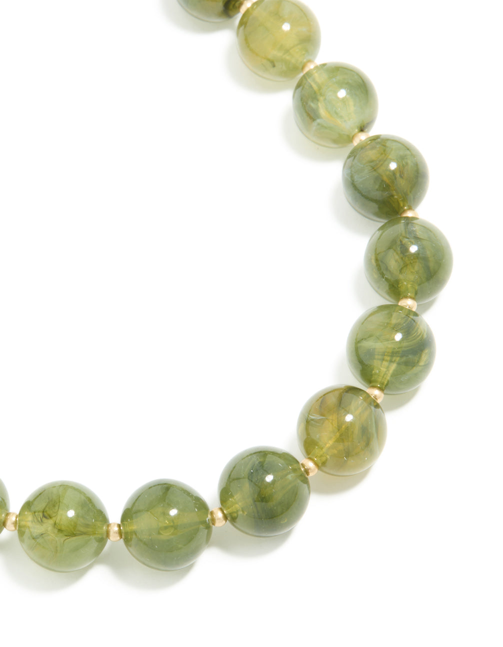 Gold Green Marble Beaded Necklace