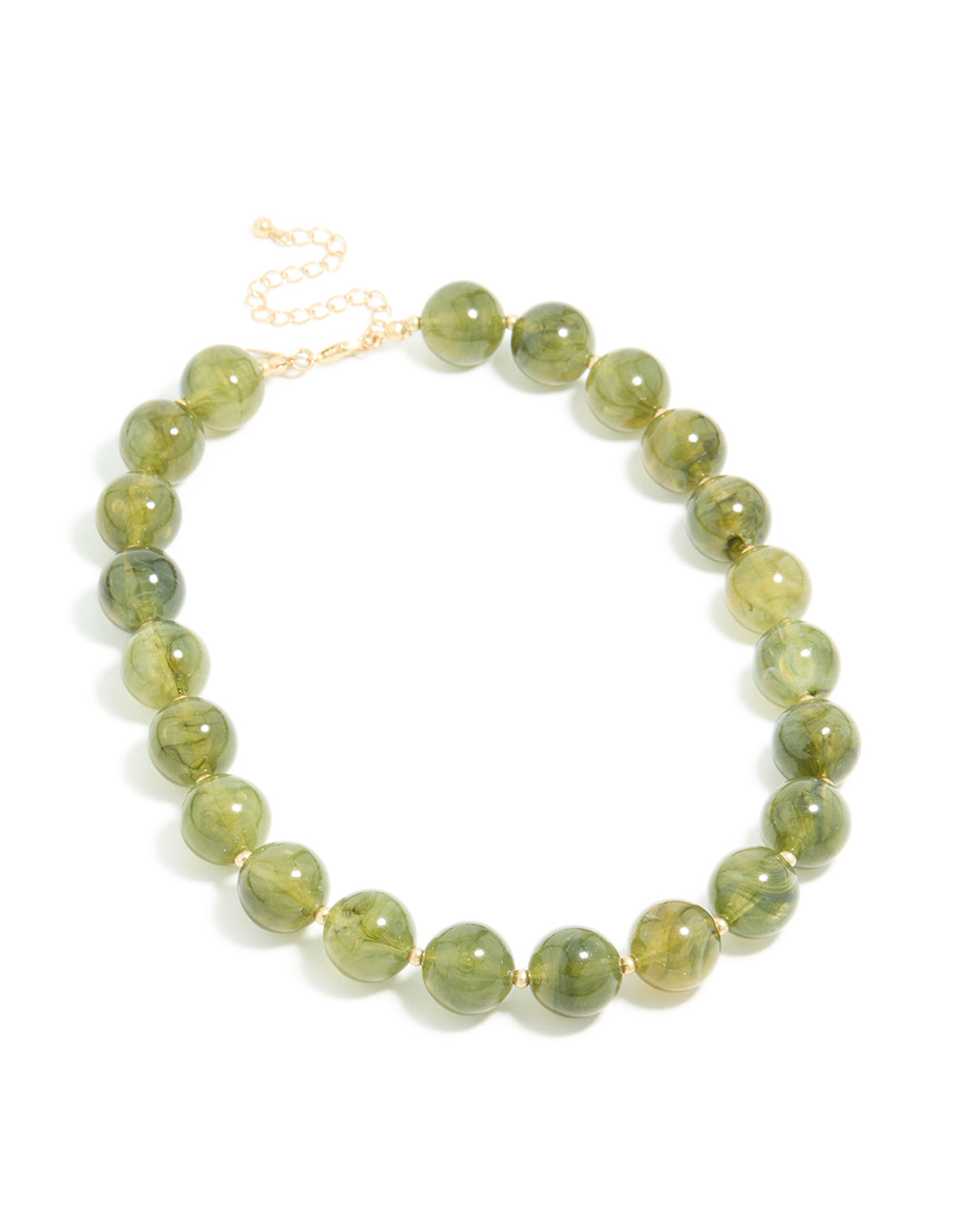 Gold Green Marble Beaded Necklace