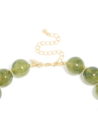 Gold Green Marble Beaded Necklace - link has visual effect only