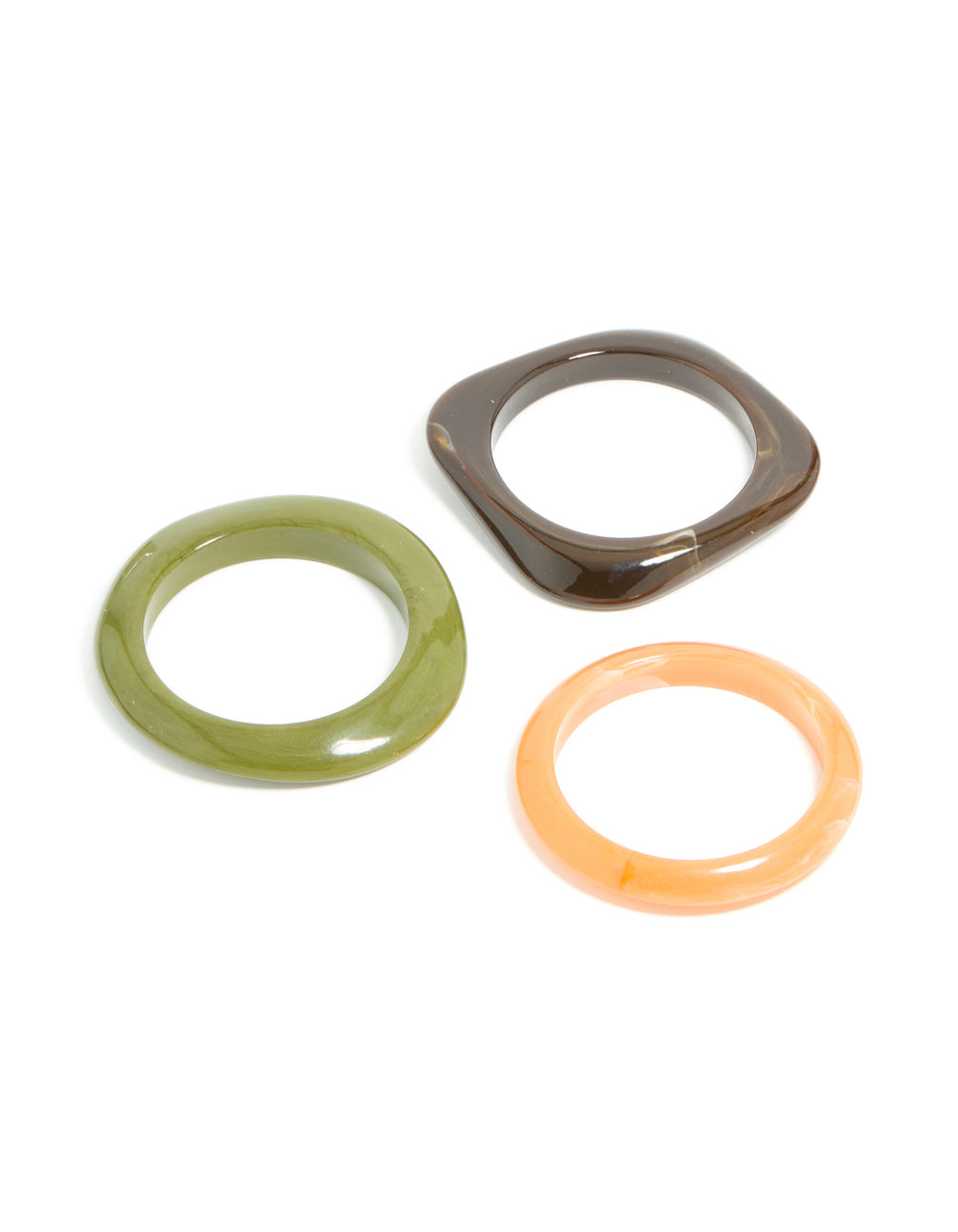 Green & Light Brown Acrylic Swirl Bangles 3-Pack