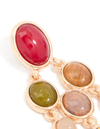 Gold Multicoloured Stones Drop Earrings - link has visual effect only